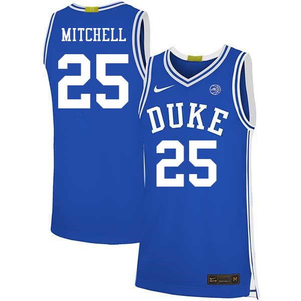 Men #25 Mark Mitchell Duke Blue Devils 2022-23 College Stitched Basketball Jerseys Sale-Blue